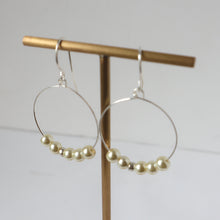 Load image into Gallery viewer, Mini Pearl Silver Hoop Earrings