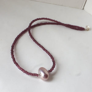 Blush Pink Bean Pearl Necklace