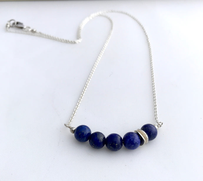 Lapis Lazuli and Sterling Silver Necklace September birthstone necklace