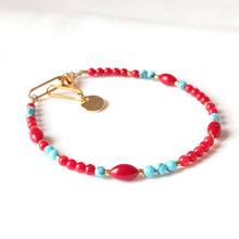 Load image into Gallery viewer, Coral and Turquoise Bracelet