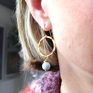 Aquamarine Gold Hoop Earrings