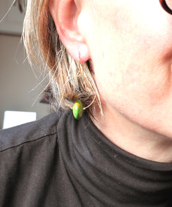 Green Mosaic Rondelle Hoop Earrings