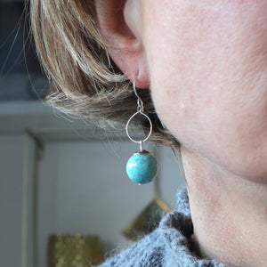 Round Gemstone Mini Hoop Earrings
