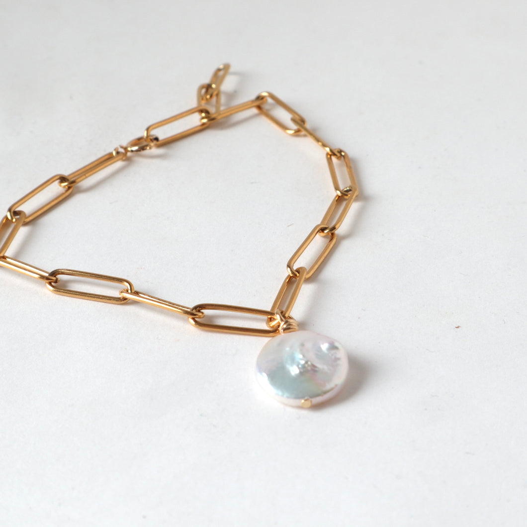 Keishi Pearl Gold Link Bracelet