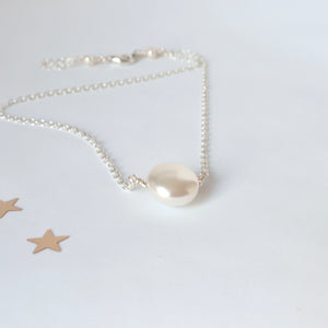 handmade pearl and silver irish chain