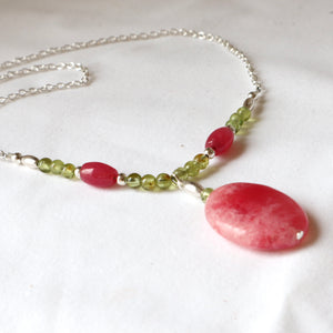 Rhodochrosite Peridot Necklace